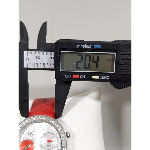 Elle Womens Dual Time Watch Airplane Travel Crystal Accent Red Leather Band - Picture 10 of 15